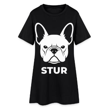 Bulldoge Kopf Silhouette STUR - Frauen T-Shirt-Kleid - Schwarz - Vorne