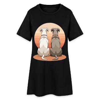 Two dogs at sunset - Women’s T-Shirt Dress - black - Front