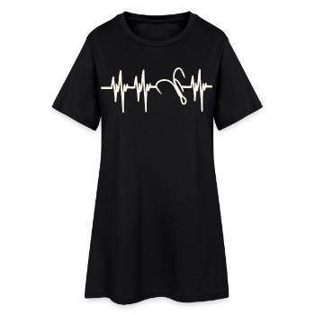 Crochet à battement de cœur - Robe T-shirt Femme - noir - Devant