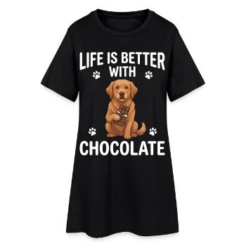 La vie est meilleure avec le motif du chien en chocolat - Robe T-shirt Femme - noir - Devant