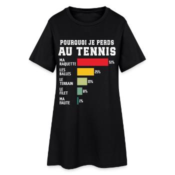 Tennis Pourquoi Je Perds Au Tennis  - Robe T-shirt Femme - noir - Devant