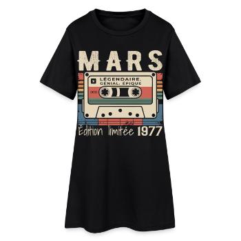 Anniversaire 1977 Mars 1977 né en Mars 1977 - Robe T-shirt Femme - noir - Devant