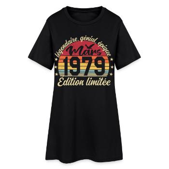 Mars 1979 47 ans Cadeau Anniversaire Mars 1979 - Robe T-shirt Femme - noir - Devant