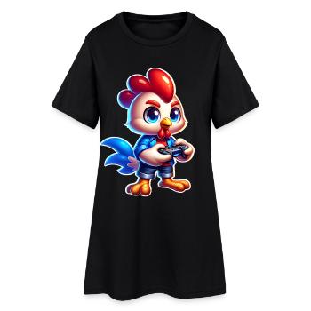Gaming Huhn mit Controller - Frauen T-Shirt-Kleid - Schwarz - Vorne