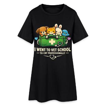 Tierarzt Tiermediziner Cry Professionally - Frauen T-Shirt-Kleid - Schwarz - Vorne