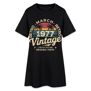 Né en Mars 1977 édition 1977 Vintage March 1977 - Robe T-shirt Femme - noir - Devant