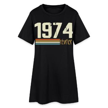 Février 1974 - Février 1974 Anniversaire 1974 - Robe T-shirt Femme - noir - Devant