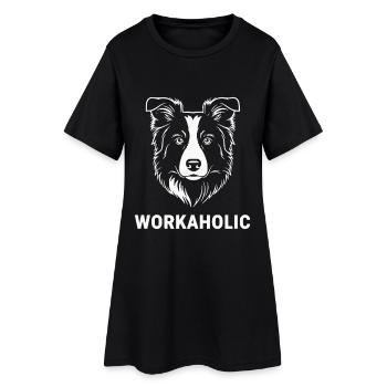 Workaholic Border Collie - Frauen T-Shirt-Kleid - Schwarz - Vorne