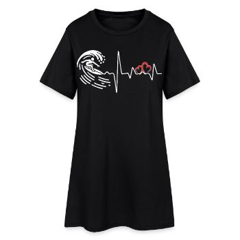 Natation, rythme cardiaque, forme artistique - Robe T-shirt Femme - noir - Devant