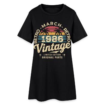 Né en Mars 1986 édition 1986 Vintage March 1986 - Robe T-shirt Femme - noir - Devant