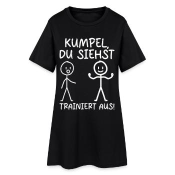 Strichmännchen DU SIEHST TRAINIERT AUS Lustig - Frauen T-Shirt-Kleid - Schwarz - Vorne