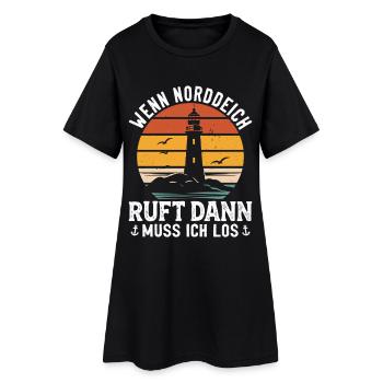 NORTH SEA HOLIDAY WHEN NORDDEICH CALLS I HAVE TO GO - Women’s T-Shirt Dress - black - Front