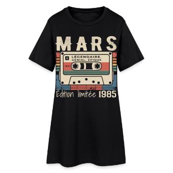 Anniversaire 1985 Mars 1985 né en Mars 1985 - Robe T-shirt Femme - noir - Devant