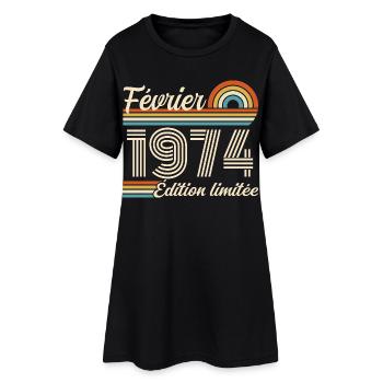 Février 1974 - Robe T-shirt Femme - noir - Devant