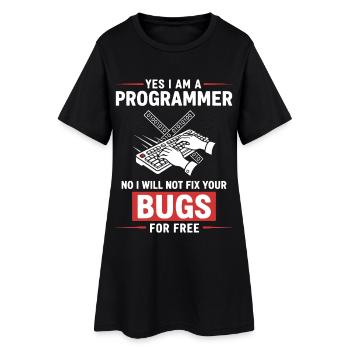 Humor Fixed Programmer No Bugs - Women’s T-Shirt Dress - black - Front