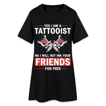 Humour Tatoueur Tatoue Pas Amis - Robe T-shirt Femme - noir - Devant