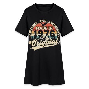 Cadeau d’anniversaire vintage original de 1976 - Robe T-shirt Femme - noir - Devant
