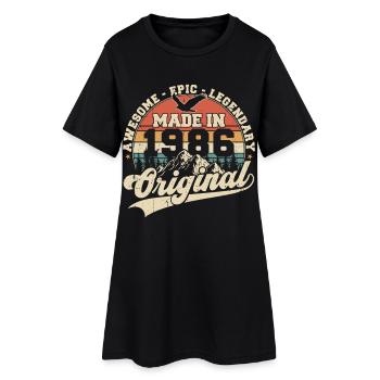 Cadeau d’anniversaire vintage original de 1986 - Robe T-shirt Femme - noir - Devant