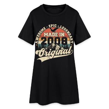 Original 2008 Jahrgang Vintage Geburtstag Geschenk - Frauen T-Shirt-Kleid - Schwarz - Vorne
