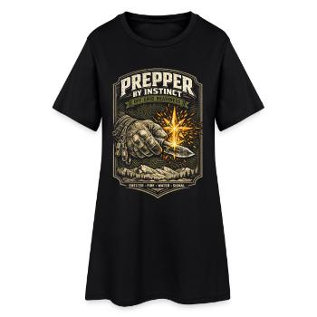 Prepper Survivalist Shelter Fire Water - Women’s T-Shirt Dress - black - Front