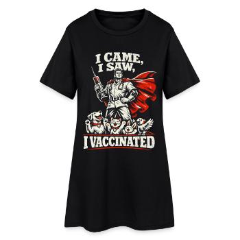 Tierarzt Tiermediziner I Came I Saw I Vaccinated - Frauen T-Shirt-Kleid - Schwarz - Vorne