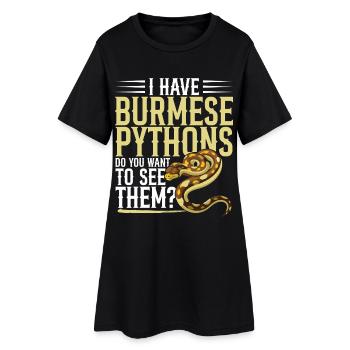 Python birman Hde Serpent en peluche reptile - Robe T-shirt Femme - noir - Devant