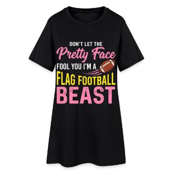 Flag Football Beast - Funny Pretty Face Quote - Women’s T-Shirt Dress - black - Front