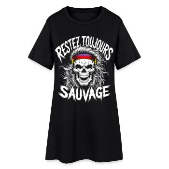Restez Sauvage Toujours Skull - Robe T-shirt Femme - noir - Devant