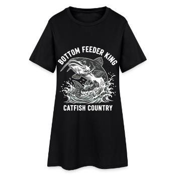 Pêche Silure Roi Fond Rivière - Robe T-shirt Femme - noir - Devant