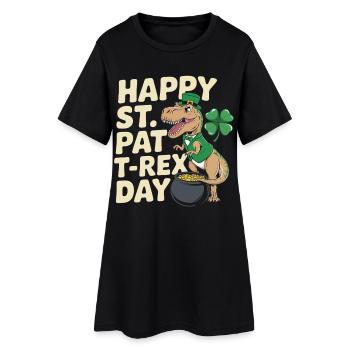 Dino Leprechaun St Patrick Day - Women’s T-Shirt Dress - black - Front