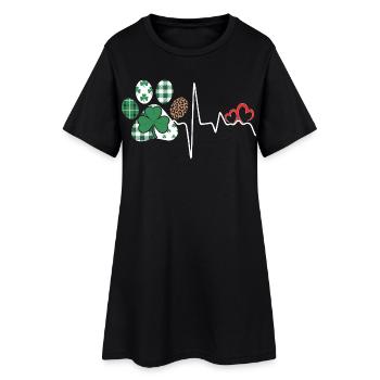 Shamrock rhythm heartbeat - Women’s T-Shirt Dress - black - Front