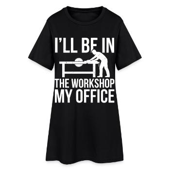 Je serai dans l’atelier, mon bureau - Robe T-shirt Femme - noir - Devant