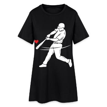 Cœur silhouette du frappeur de baseball - Robe T-shirt Femme - noir - Devant