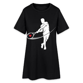 Cœur en forme de silhouette de tennis dans un motif de raquette - Robe T-shirt Femme - noir - Devant