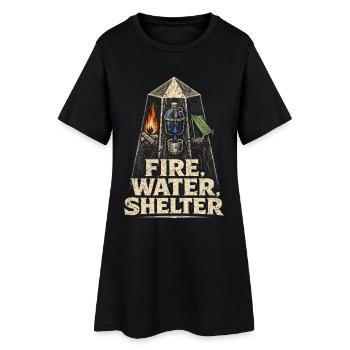 Prepper Survivalist Fire Water Shelter - Women’s T-Shirt Dress - black - Front
