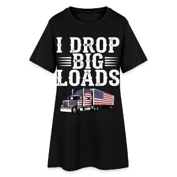 Chauffeur de camion patriote américain - Robe T-shirt Femme - noir - Devant