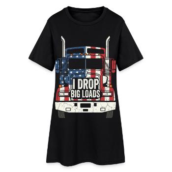 Conducteur patriotique de camion semi-remorque américain - Robe T-shirt Femme - noir - Devant