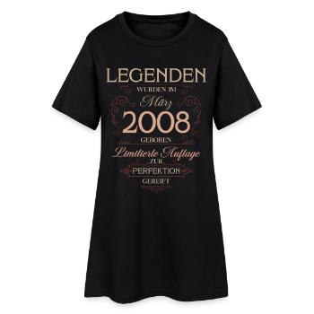 18th Birthday Gift March 2008 Vintage Retro - Women’s T-Shirt Dress - black - Front