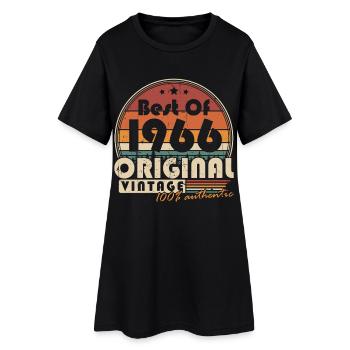 Cadeau d’anniversaire vintage original de 1966 - Robe T-shirt Femme - noir - Devant