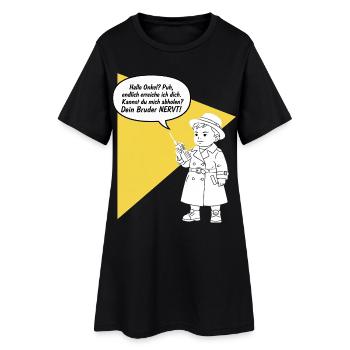 Bonjour oncle - tu décroches ? Ton frère est drôle, agaçant - Robe T-shirt Femme - noir - Devant