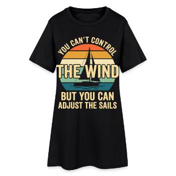 You Can't Control The Wind Segeln Spruch - Frauen T-Shirt-Kleid - Schwarz - Vorne