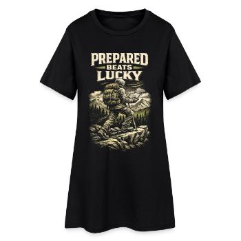 Prepper Survivalist Prepared Beats Lucky - Women’s T-Shirt Dress - black - Front