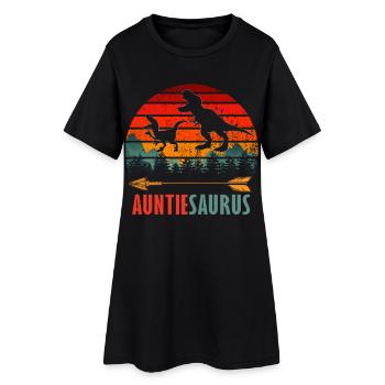 Tante Dinosaure Tante Coucher de soleil rétro - Robe T-shirt Femme - noir - Devant