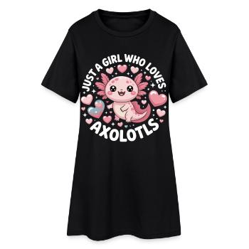 Just A Girl Who Loves Axolotls T-Shirt - Frauen T-Shirt-Kleid - Schwarz - Vorne