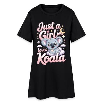 Juste une fille qui adore le t-shirt koala - Robe T-shirt Femme - noir - Devant