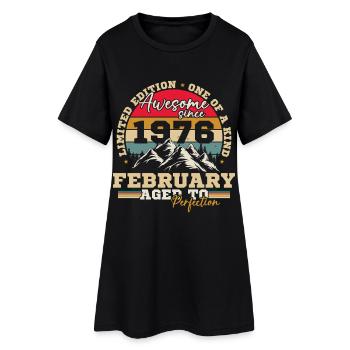Februar 1976 Vintage-Retro-Geburtstagsgeschenk - Frauen T-Shirt-Kleid - Schwarz - Vorne