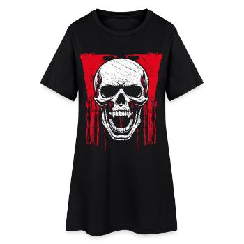 Motif de crâne grunge rouge - Robe T-shirt Femme - noir - Devant