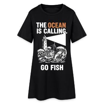 Pêche Mer Ocean Go Fish - Frauen T-Shirt-Kleid - Schwarz - Vorne