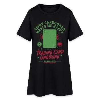 Shiny Carbooard Makes Me Happy Trading Card - Women’s T-Shirt Dress - black - Front