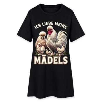 J’adore les poules soyeuses de mes filles - Robe T-shirt Femme - noir - Devant
